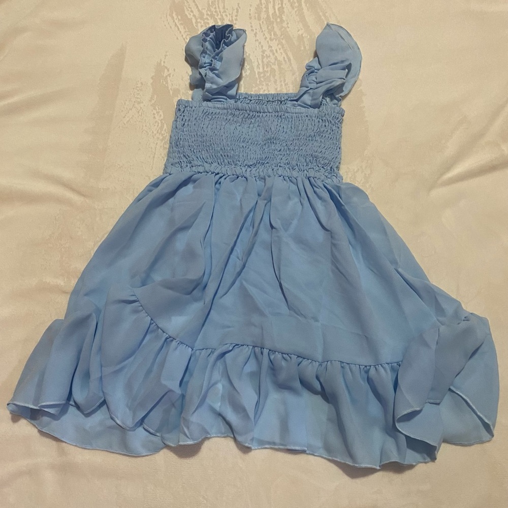 Amazon brand blue off the shoulder children’s dress 7-8y new with tags